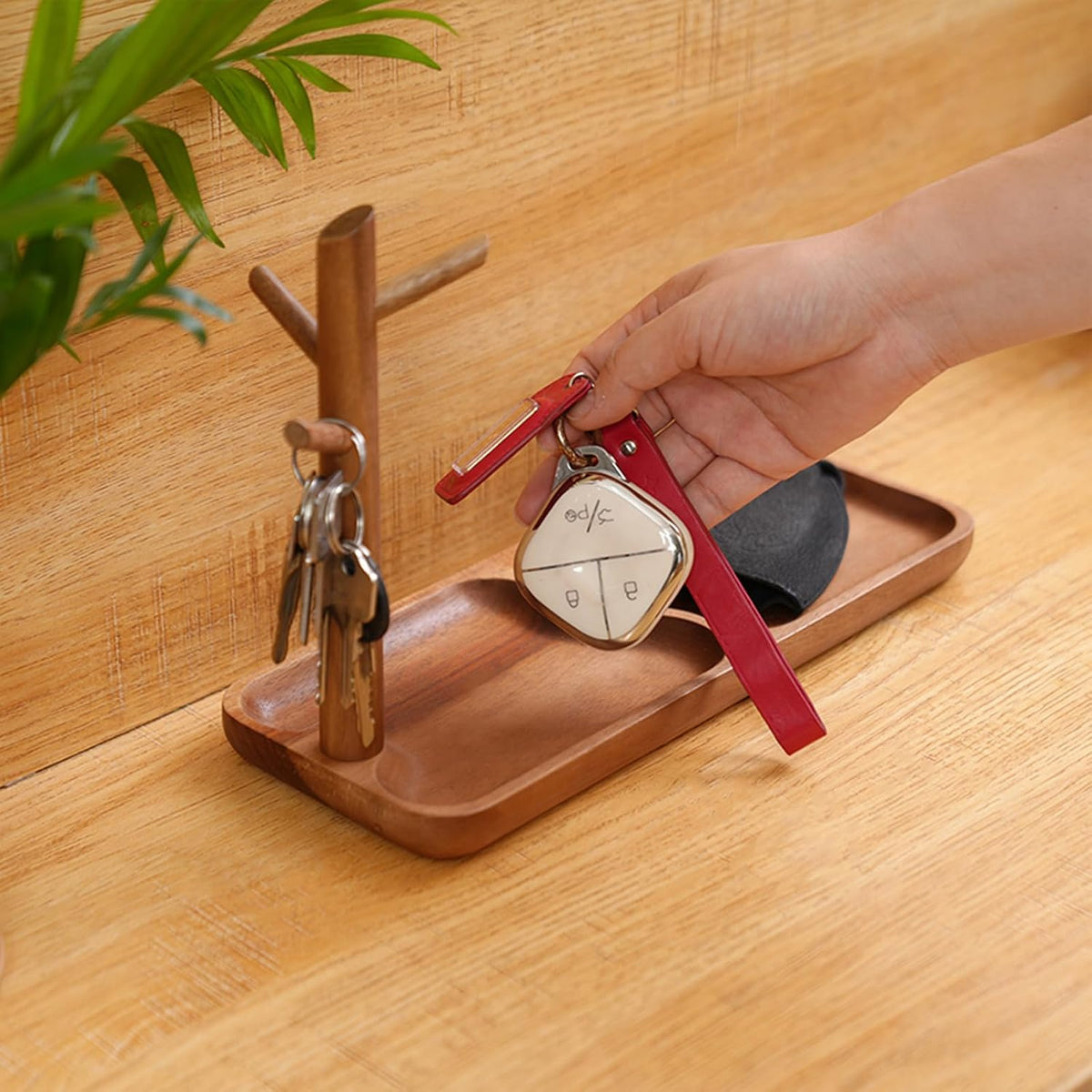 Wooden Key Tray, Key Tree Jewelry Organizer Entryway Solid Holder
