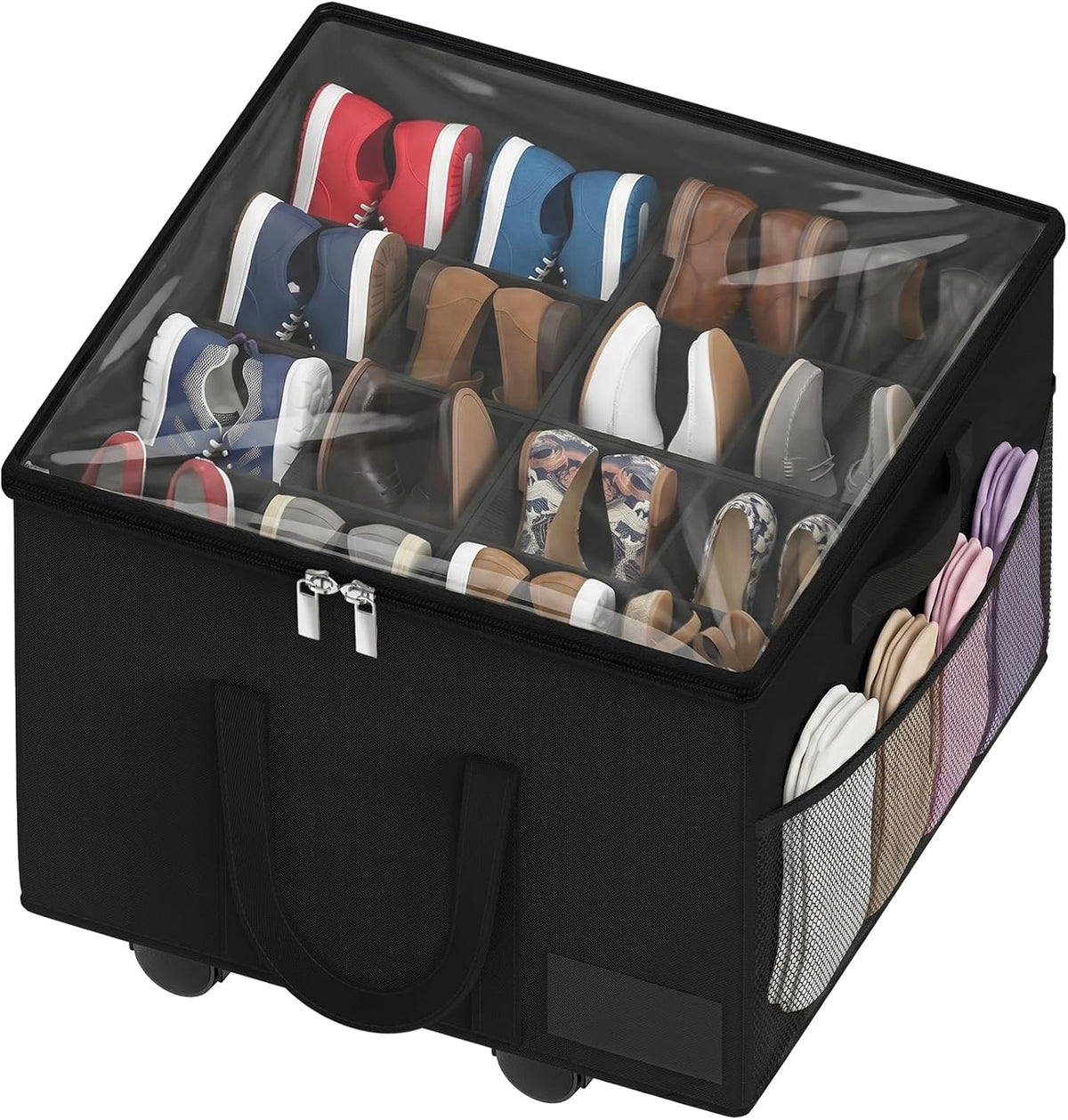 Large Shoe Organizer for Closet, 16 Pairs Shoe Storage Box Black