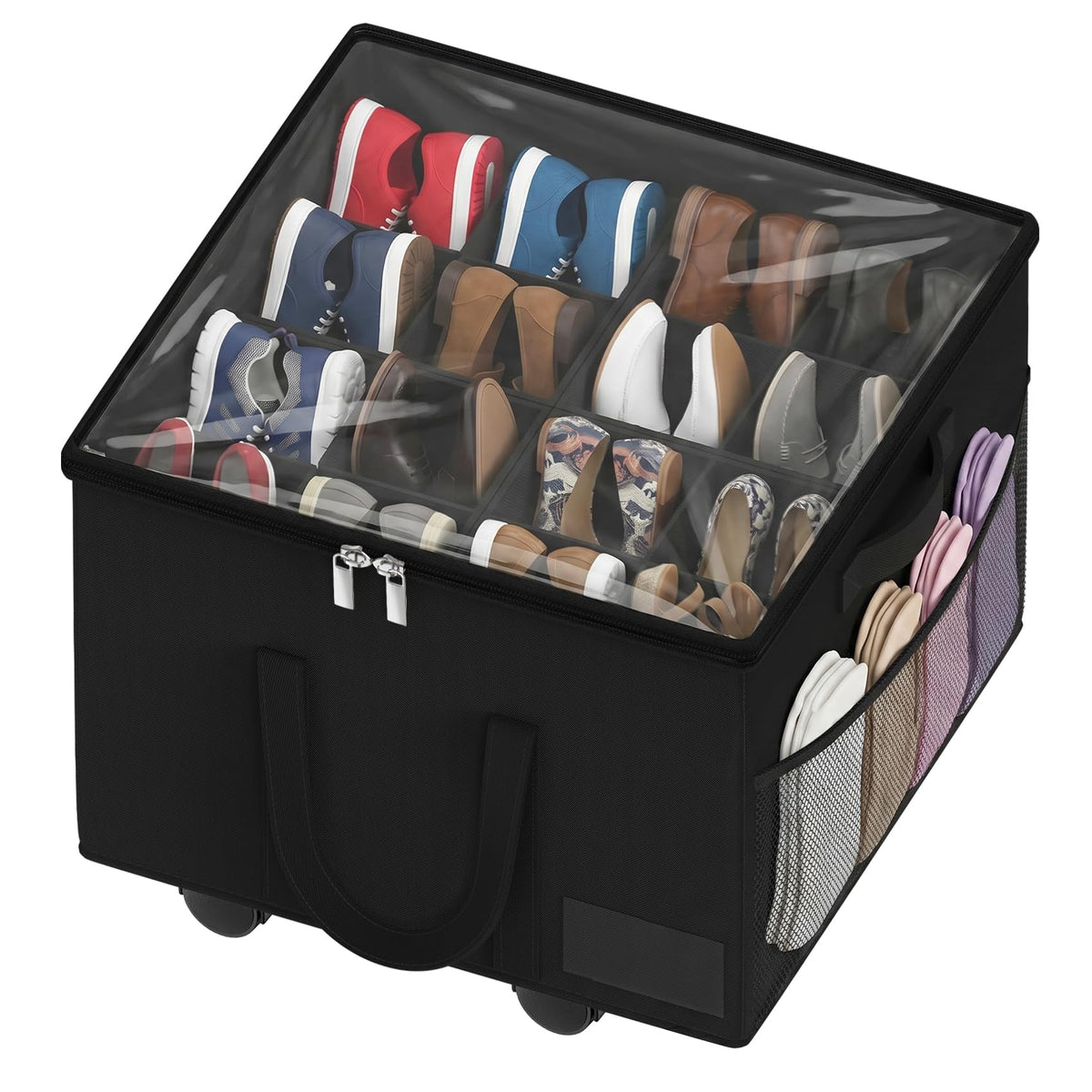 Large Shoe Organizer for Closet, 16 Pairs Shoe Storage Box Black
