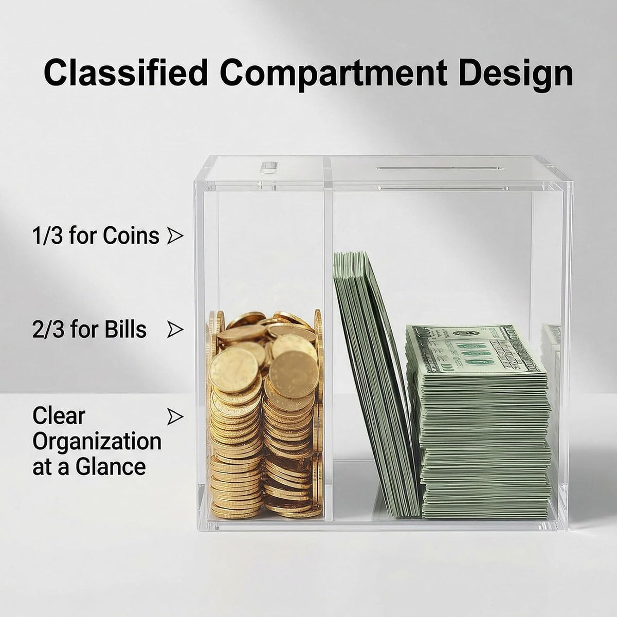 Acrylic Piggy Bank, Coin Jar, Savings Jar Savings Box Requires Breaking Open to Access Funds Suitable for Adults and Children