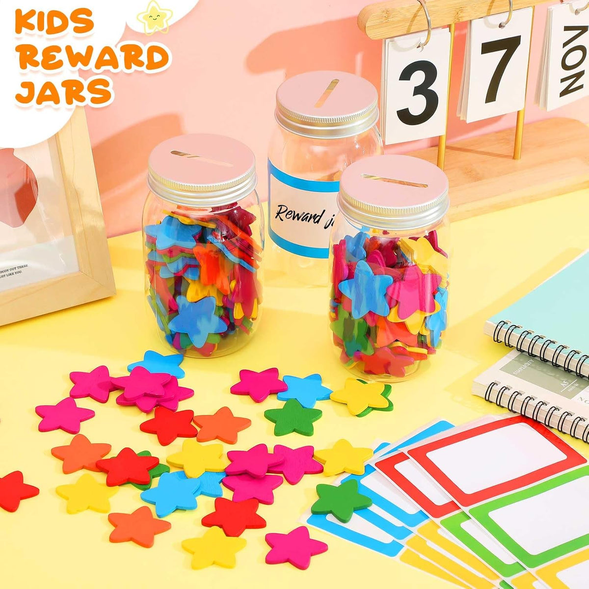 Roowest Star Reward Jars for Kids Classroom Behavior System,Vivid,Classic