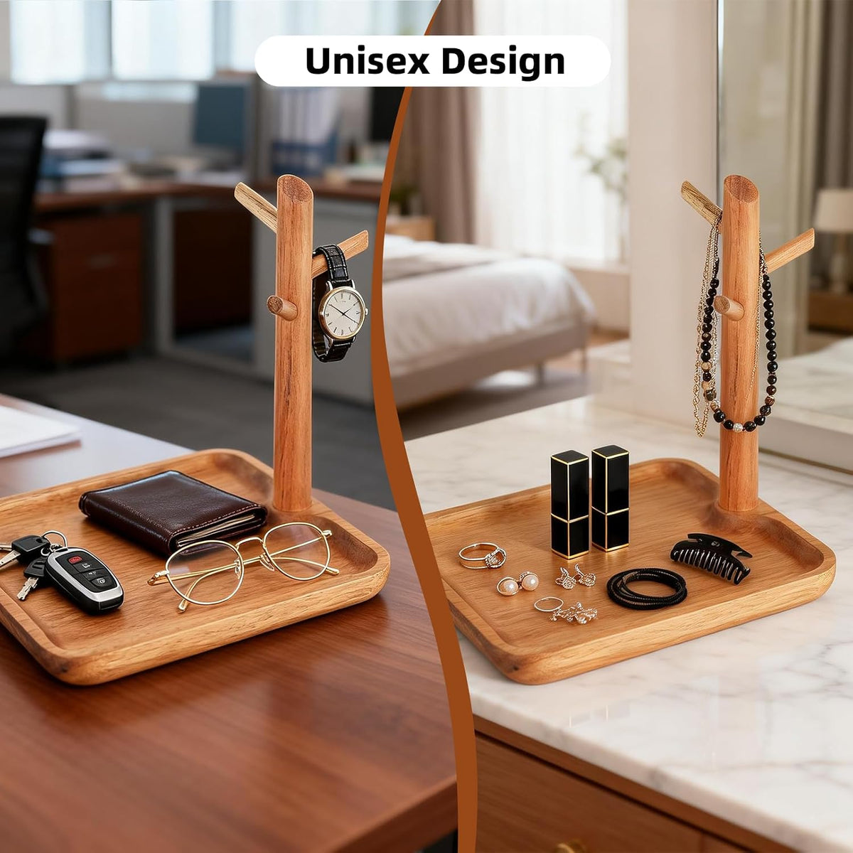 Acacia Wood Key Tray for Entryway Table (Square)