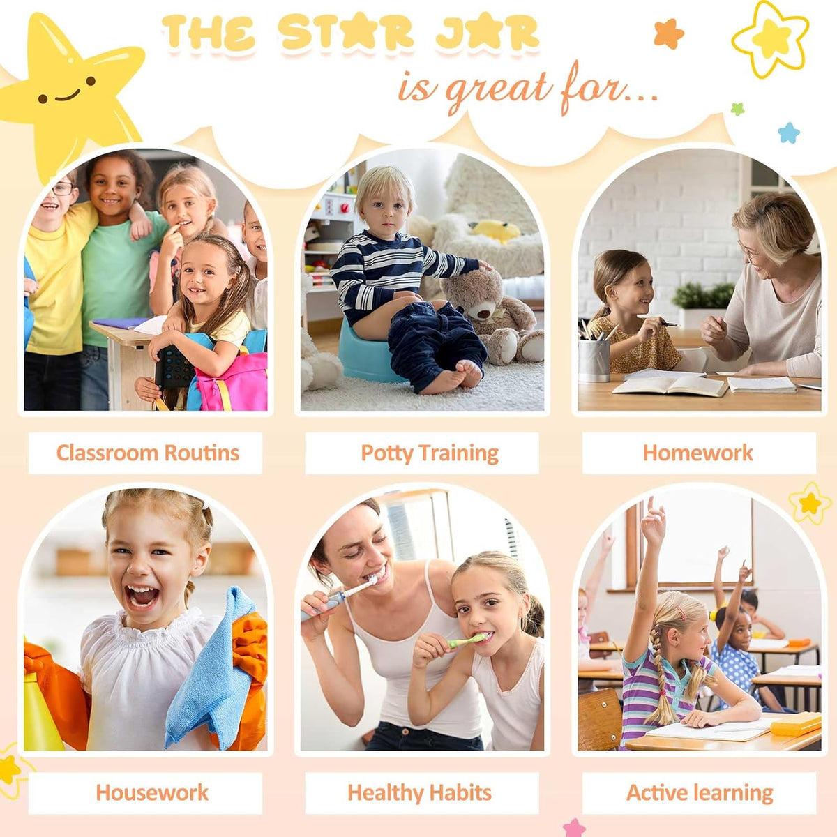 Roowest Star Reward Jars for Kids Classroom Behavior System,Vivid,Classic