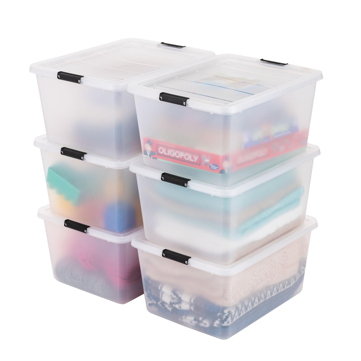 IRIS USA 4-Pack 13 Quart Storage Bins with Lids, Pearl