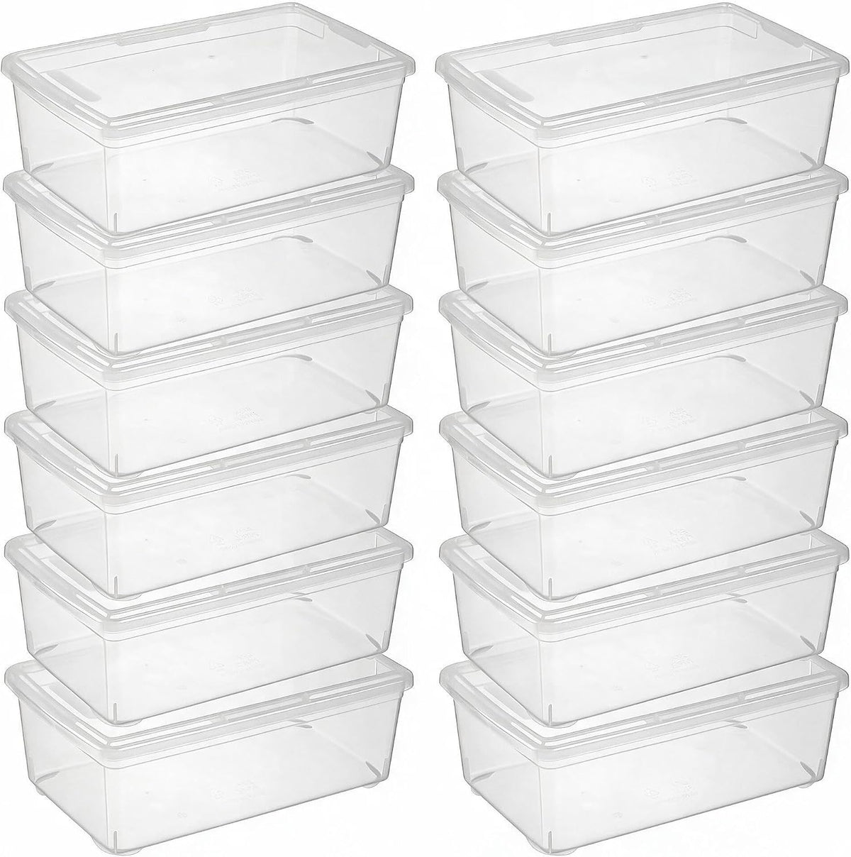 novelinks 12 Pack 6QT Plastic Storage Bins with Lids, Shoe Bins