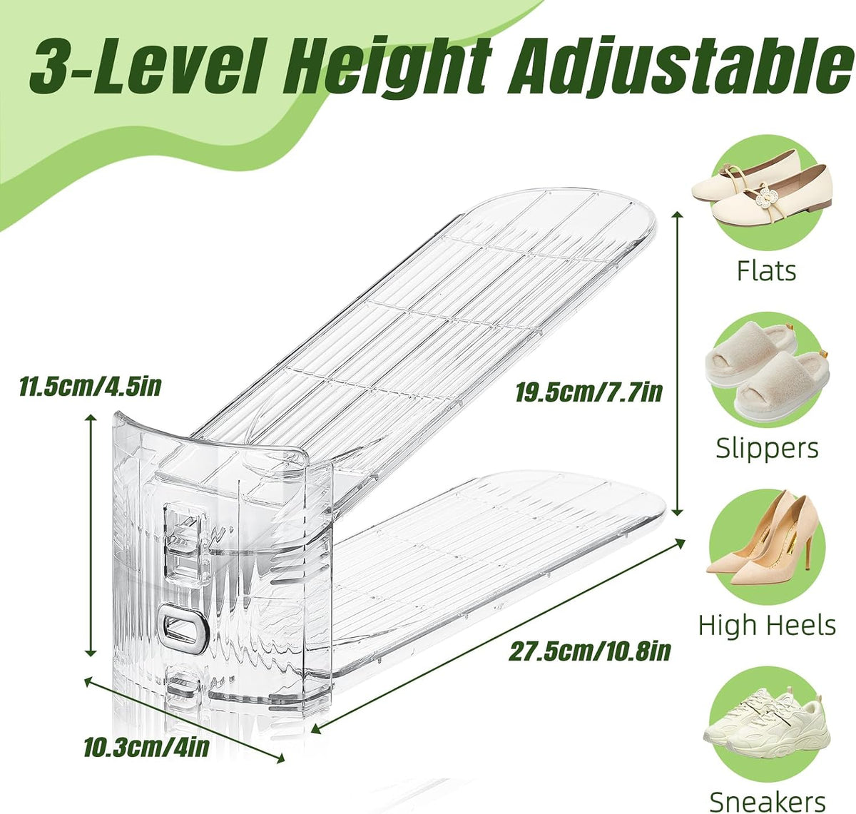 Shoe Slots Organizer,20 PACK Transparent Shoe Stacker Adjustable Shoe Slot Organizer Space Saver Shoe Rack Holder Shoe Storage Organizers for Closet,Transparent