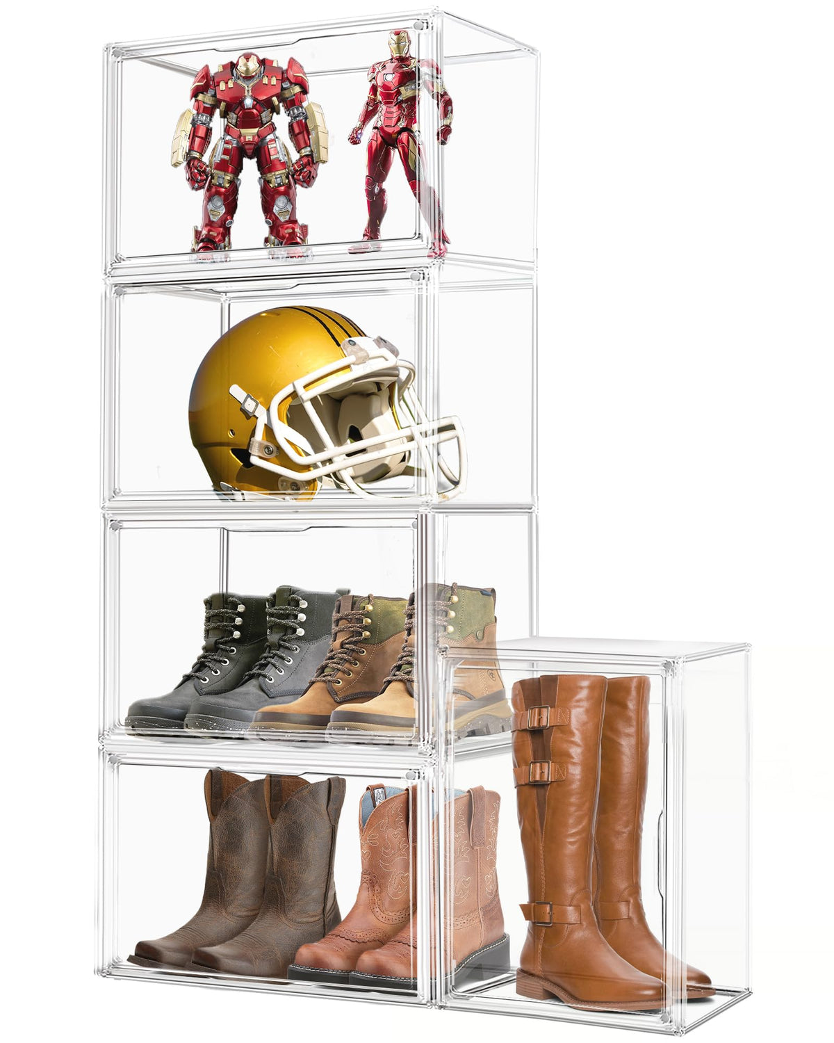 Heavy Duty Acrylic-Look Shoe Box, Size 13, Stack Everyday Footwear Storage