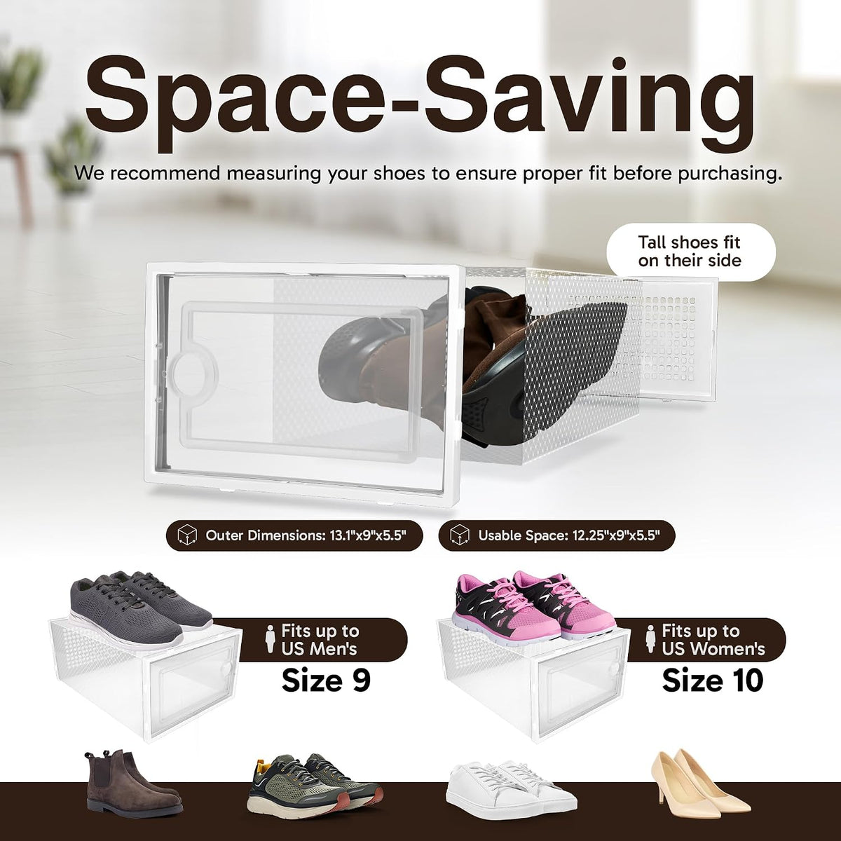 Reli. Shoe Boxes (14 Pack) | Clear Shoe Storage Boxes, Stackable & Compact
