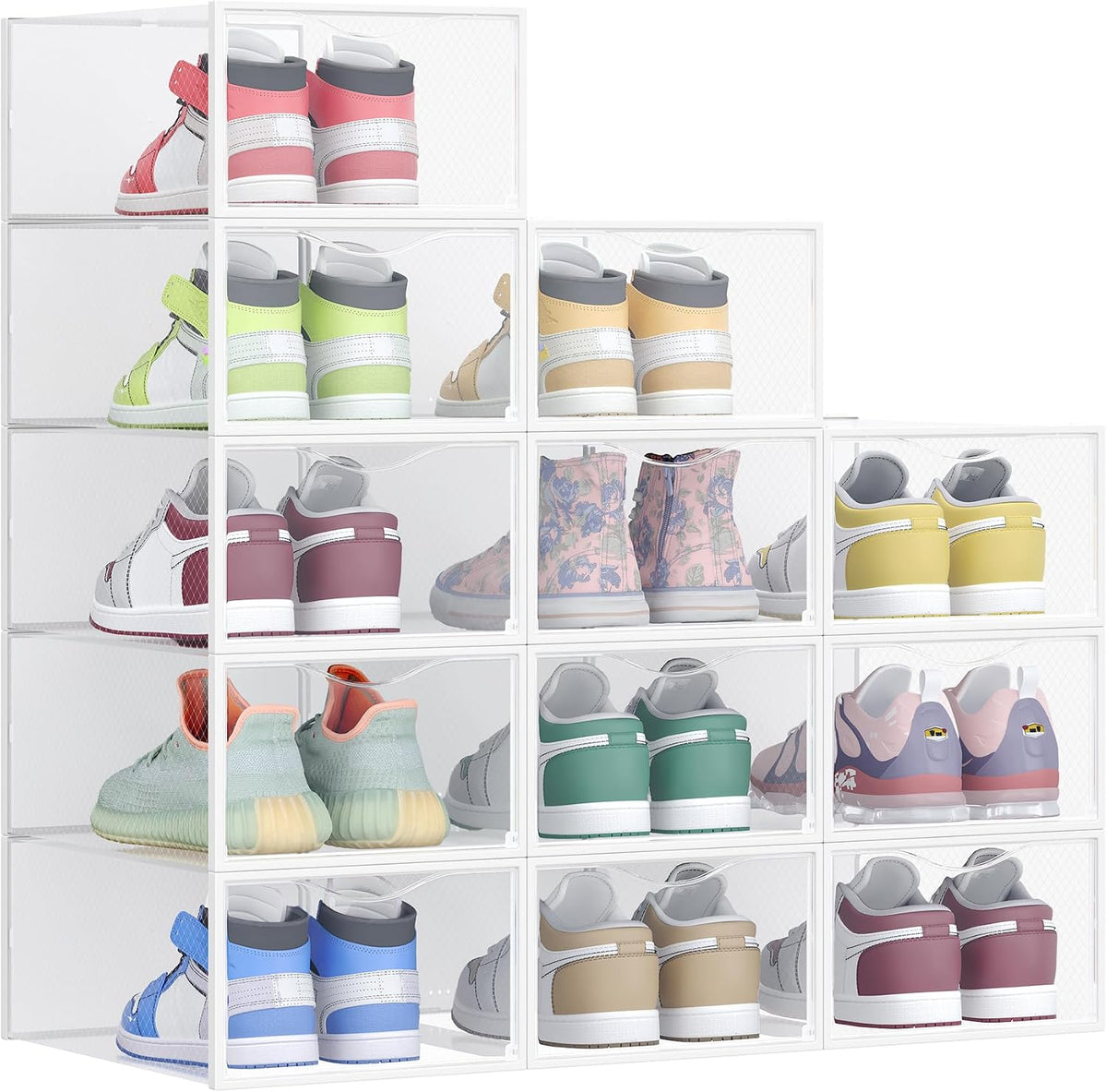 SONGMICS Shoe Boxes, Stackable Sneaker Containers for Closet, 12 Pack