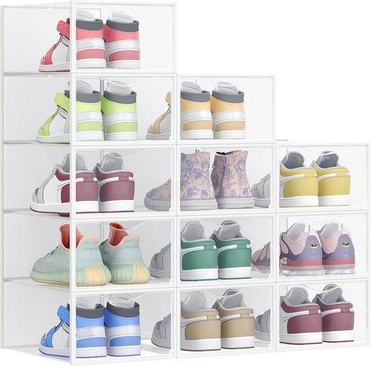 SONGMICS Shoe Boxes, Stackable Sneaker Containers for Closet, 12 Pack