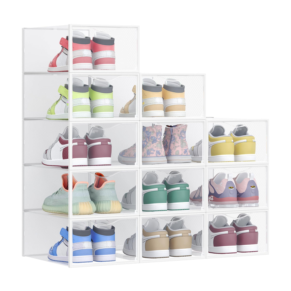 SONGMICS Shoe Boxes, Stackable Sneaker Containers for Closet, 12 Pack