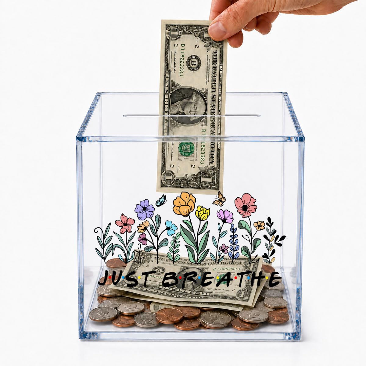 Pray On It Over It Through It Clear Acrylic Piggy Bank Inspirational