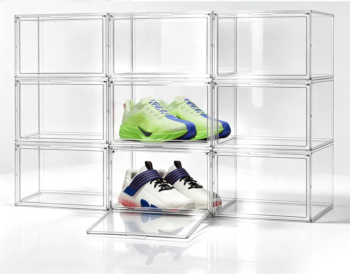 Heavy Duty Acrylic-Look Shoe Box, Size 13, Stack Everyday Footwear Storage