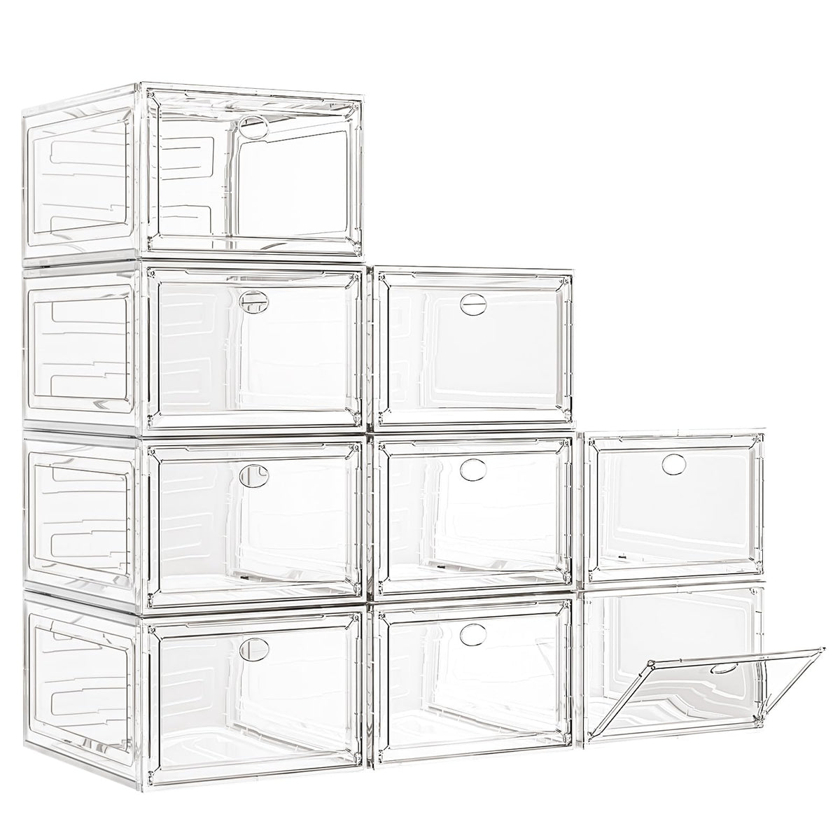 12 Pack Shoe Organizer, Stackable Shoe Storage Boxes with Magnetic Door