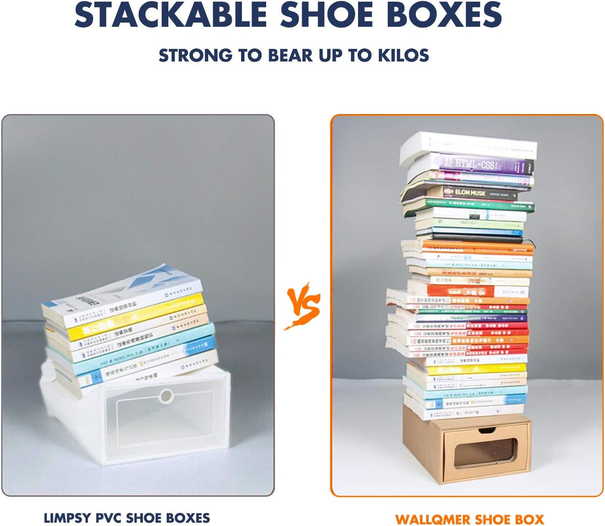 Cardboard Shoe Storage Boxes, 12 Pack, Foldable Stackable Drawer Organizers with Clear Window and Labels for Closets, 13.2 x 8.3 x 5.1 in