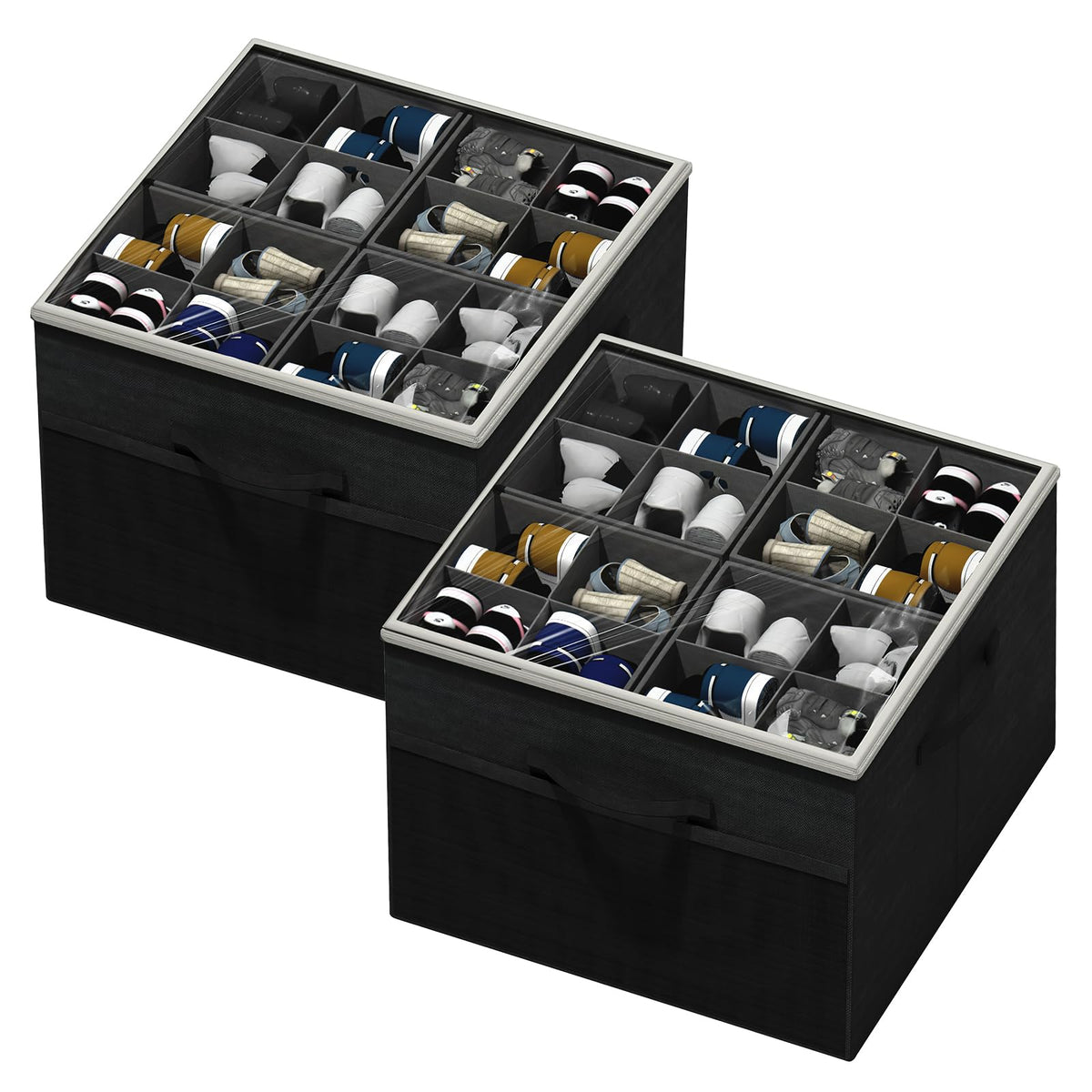 Shoe Organizer for Closet, Foldable Shoe Storage with Adjustable Dividers