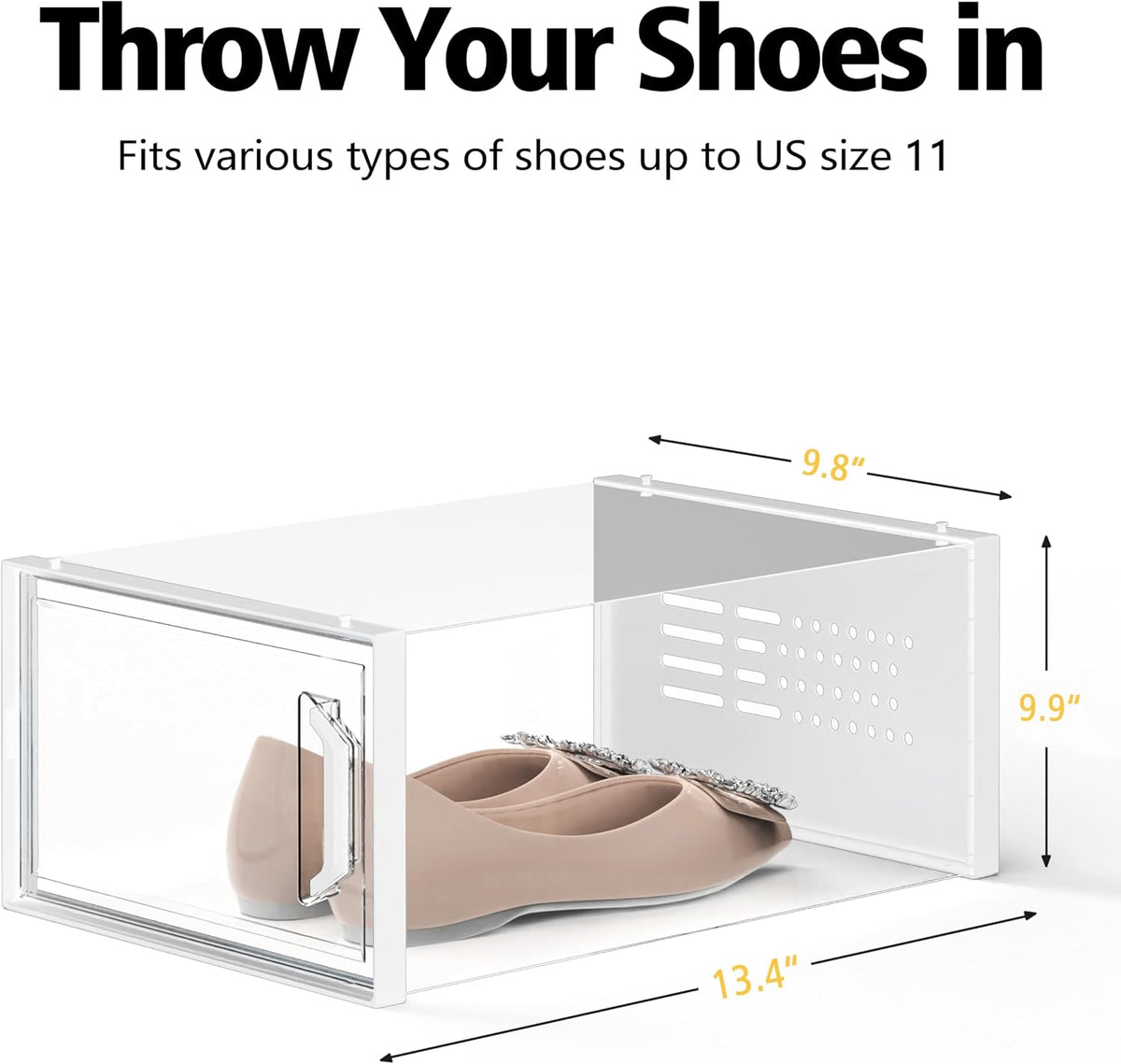 SEE SPRING X-Large Shoe Storage Box Fit Size 11, Clear Plastic Stackable Shoe Organizer for Closet, Space Saving Sneaker Shoe Rack Containers Bins Holders for Entryway, 12 Pack Clear