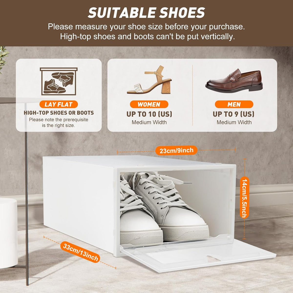 20 Pack Shoe Organizer Storage Bins Clear Plastic Stackable Shoe Boxes