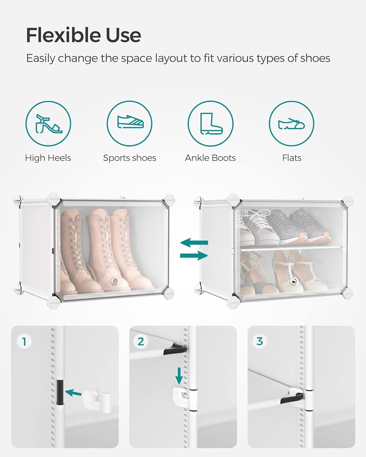 SONGMICS Shoe Rack, 6-Tier with Doors, 24-Pair Storage Cabinet