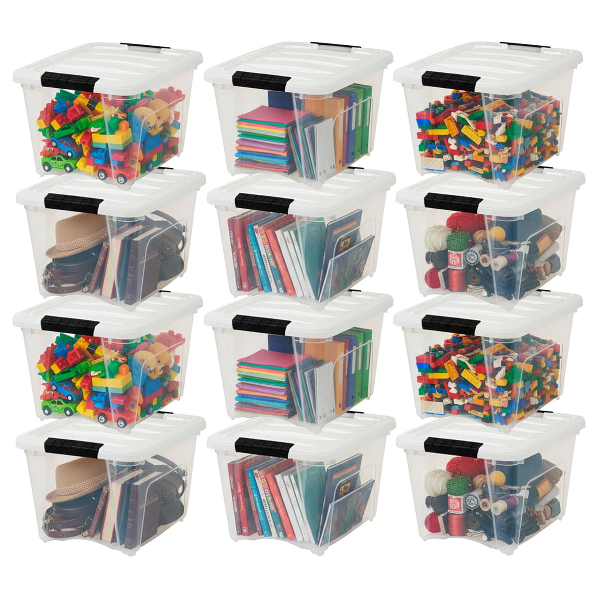 IRIS USA 10-Pack 6 Quart Storage Bins with Lids, Pearl