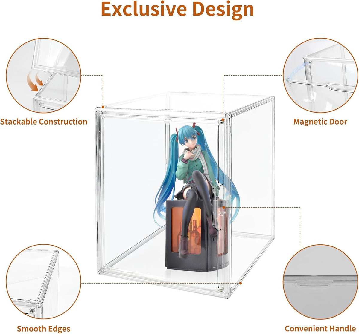 Clear Acrylic Display Case with Magnetic Lid-Dustproof Plastic Book Storage box,Clear Box,Purse Storage Organizer,Action Figure Display Case,Acrylic Sneaker Shoe Box(1 Pack)