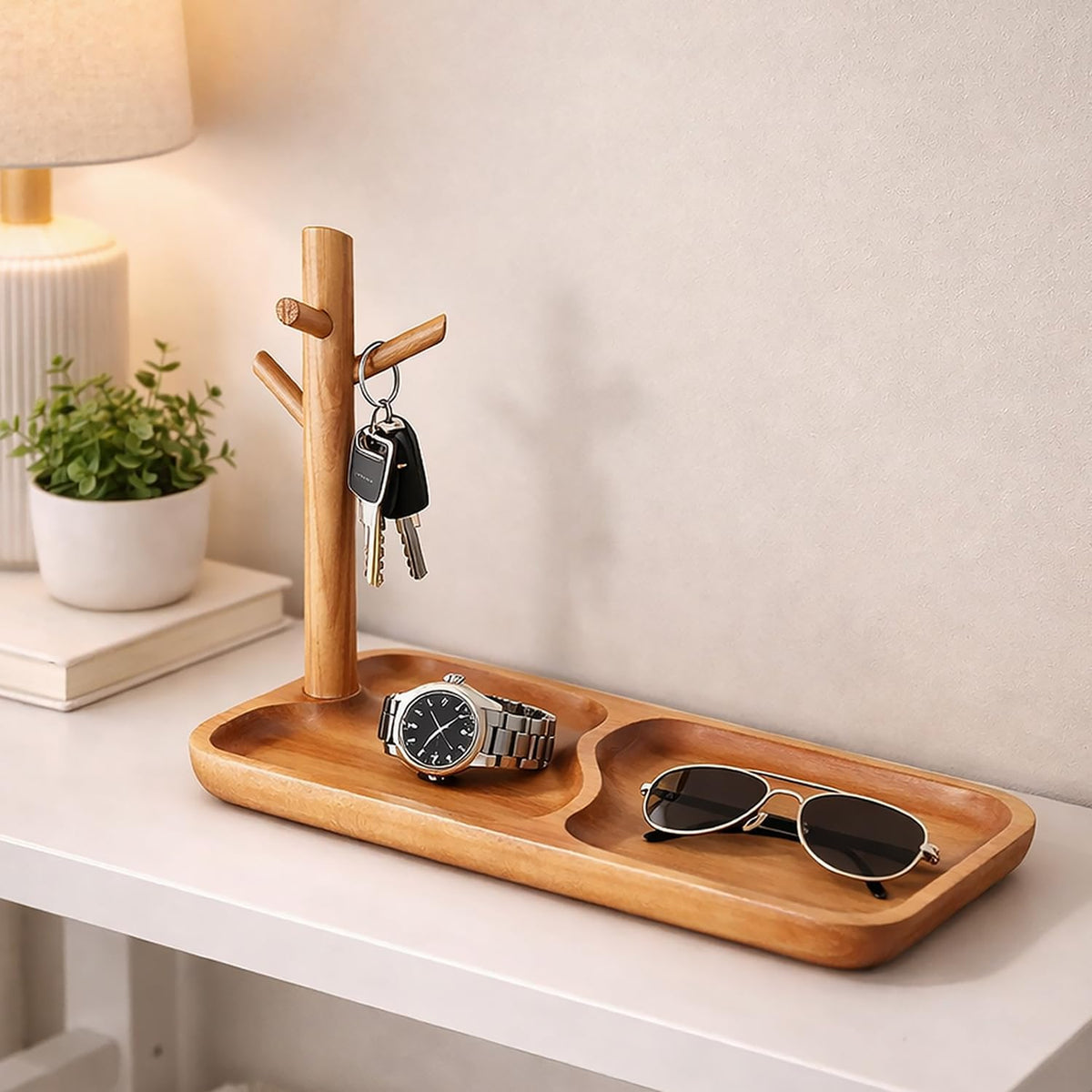 Acacia Wood Key Tray for Entryway Table Rectangle
