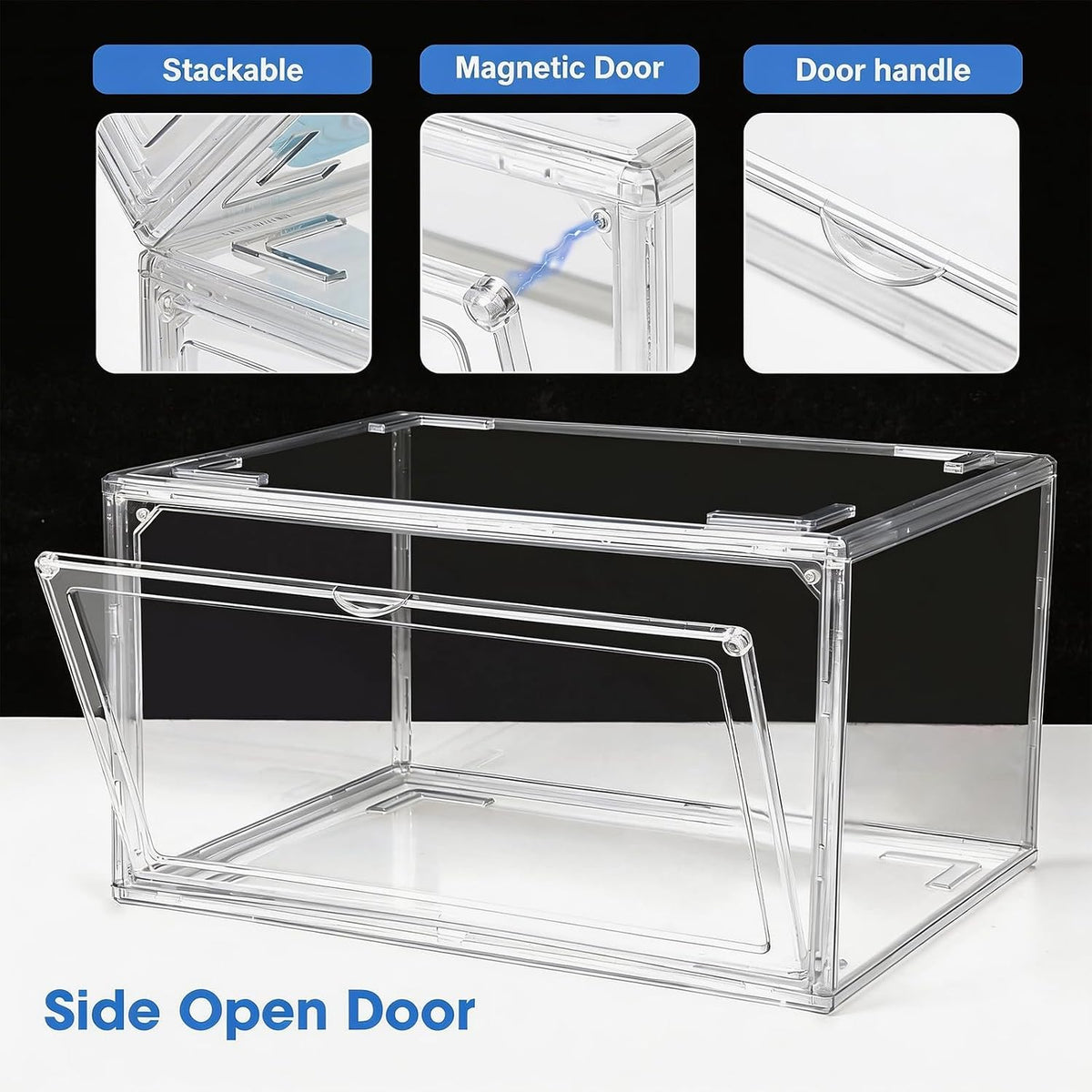HIYOHIYO Clear Shoe Storage Box with Large Capacity Fits US Size 14, 1-Pack