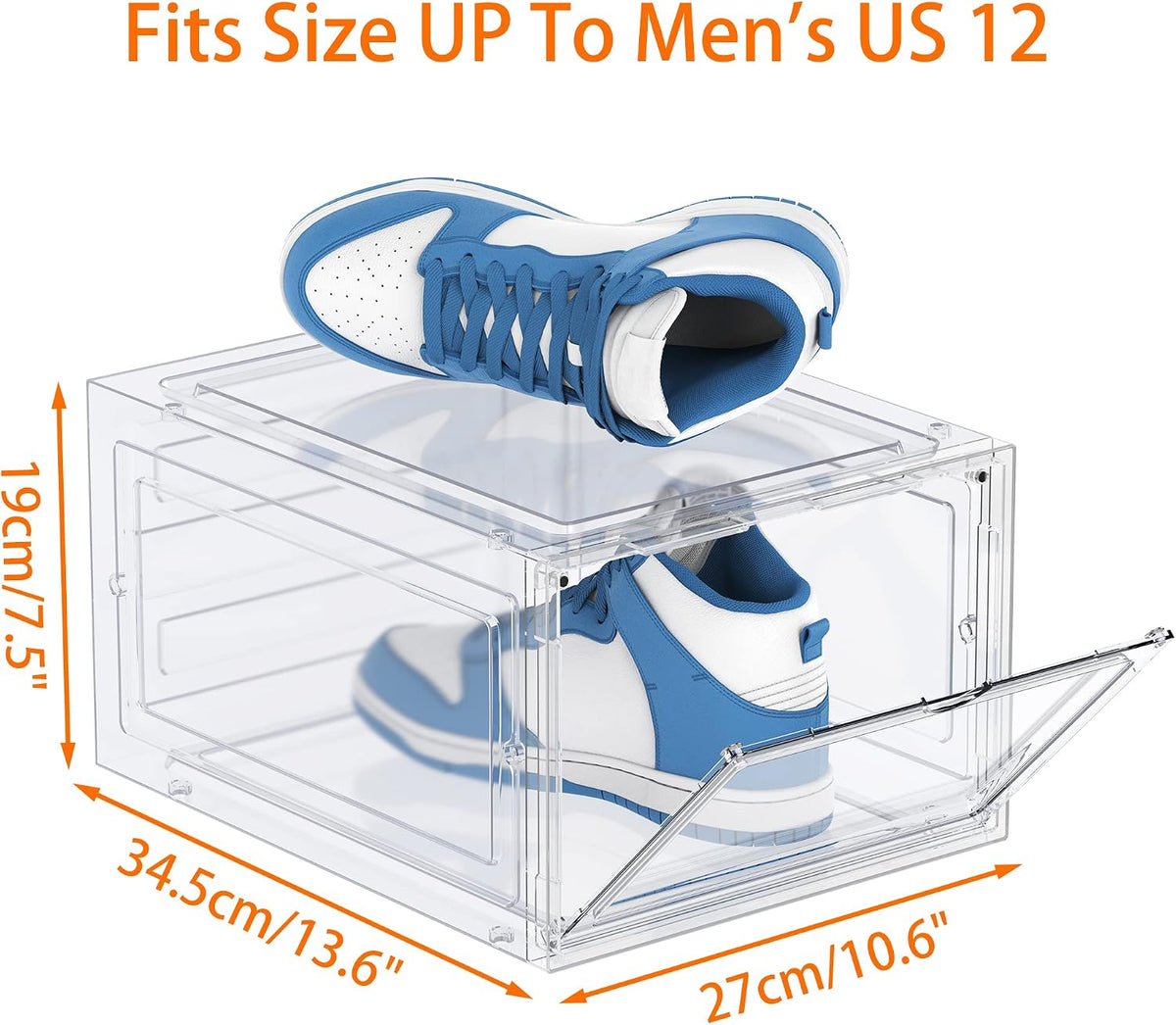 HOMIDEC Shoe Storage, 6 Pack Shoe Organizer Clear Hard Plastic Shoe Box