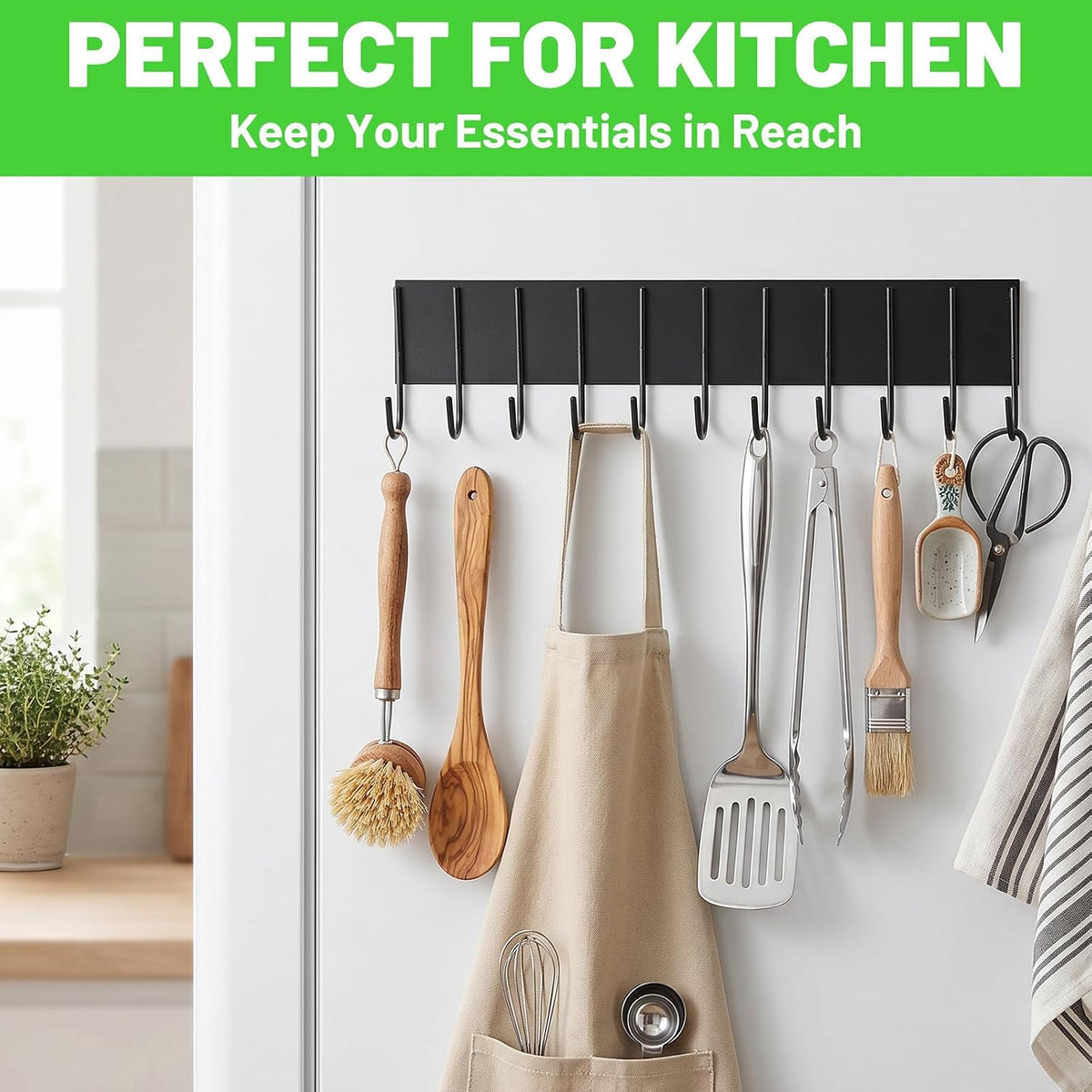 6 Pcs Magnetic Key Holder for Fridge with 10 Hooks, Magnetic Utensil Holder for Wall, Strong Magnetism Keys Hanger Hooks Organizer for Kitchen Metal Door Garage Tools Towel Purse