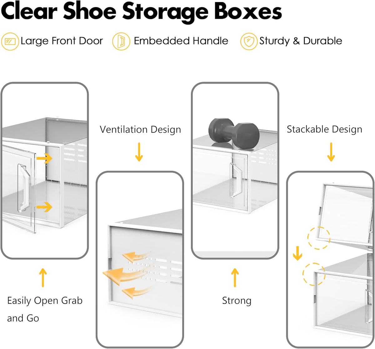 SEE SPRING X-Large Shoe Storage Box Fit Size 11, Clear Plastic Stackable Shoe Organizer for Closet, Space Saving Sneaker Shoe Rack Containers Bins Holders for Entryway, 12 Pack Clear