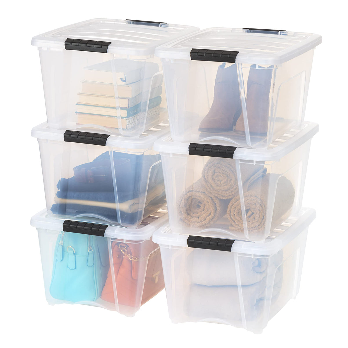 IRIS USA 6-Pack 6 Quart Storage Bins with Lids