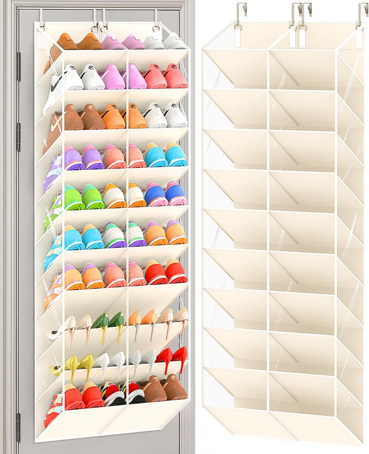 UVIAHOMI 20-30 Pairs Over the Door Shoe Organizer, 10-Tier Door Shoes Rack
