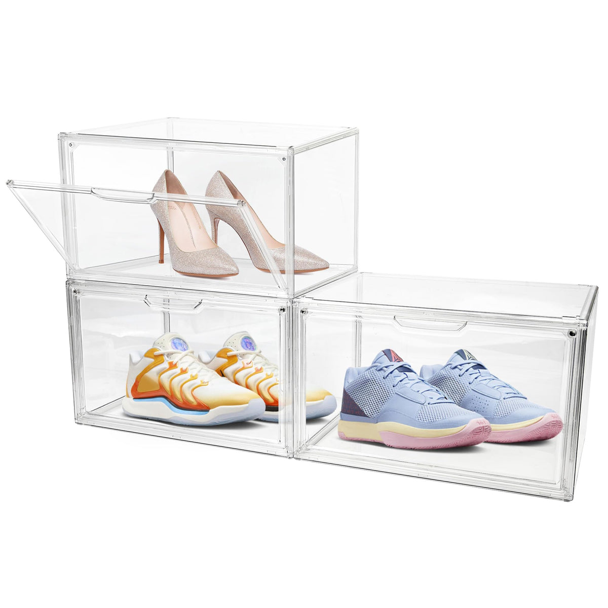 Clear Acrylic Display Case with Magnetic Lid-Dustproof Plastic Book Storage box,Clear Box,Purse Storage Organizer,Action Figure Display Case,Acrylic Sneaker Shoe Box(1 Pack)