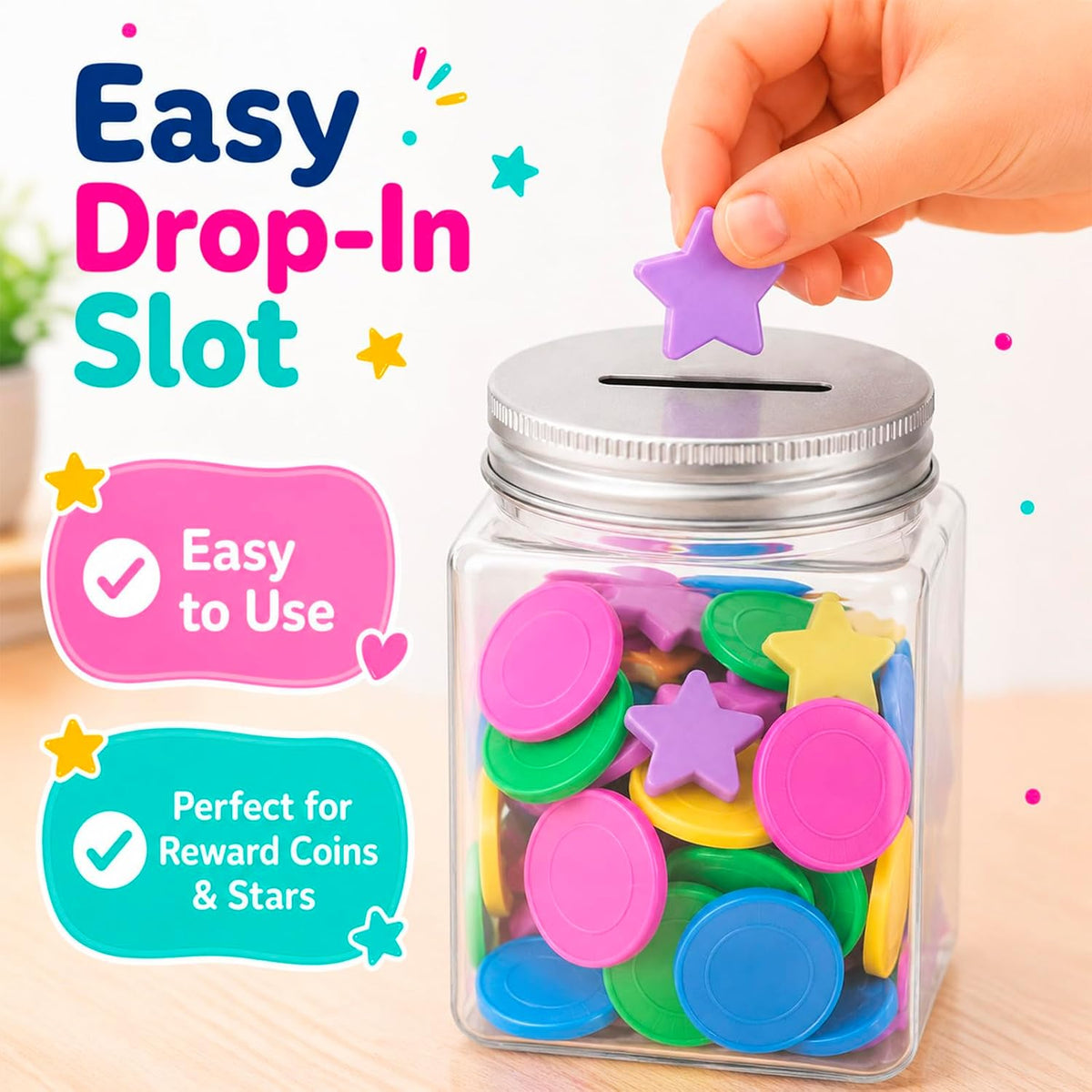 Roowest 48 Pcs Reward Coin Jars for Kids Classroom Behavior Management