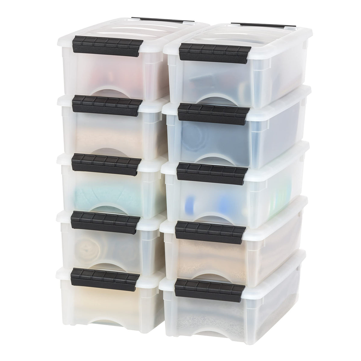 IRIS USA 10-Pack 6 Quart Storage Bins with Lids, Pearl