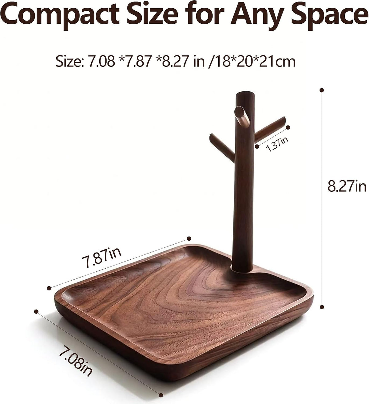 Solid Black Walnut Wooden Key Tray, Key Bowl for Entryway Table