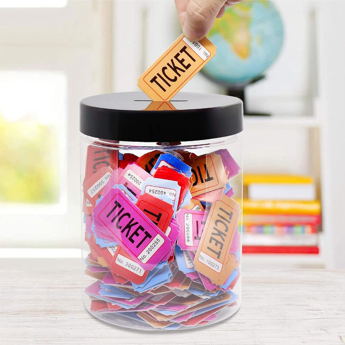 Large Coin Bank Jar, Big Clear Plastic Coin Money Tip Change Saving Piggy Jar with Black Slotted Lid, Large Plastic Coins Piggy Money Change Clear Bank for Adults Teens Kids Girls Boys