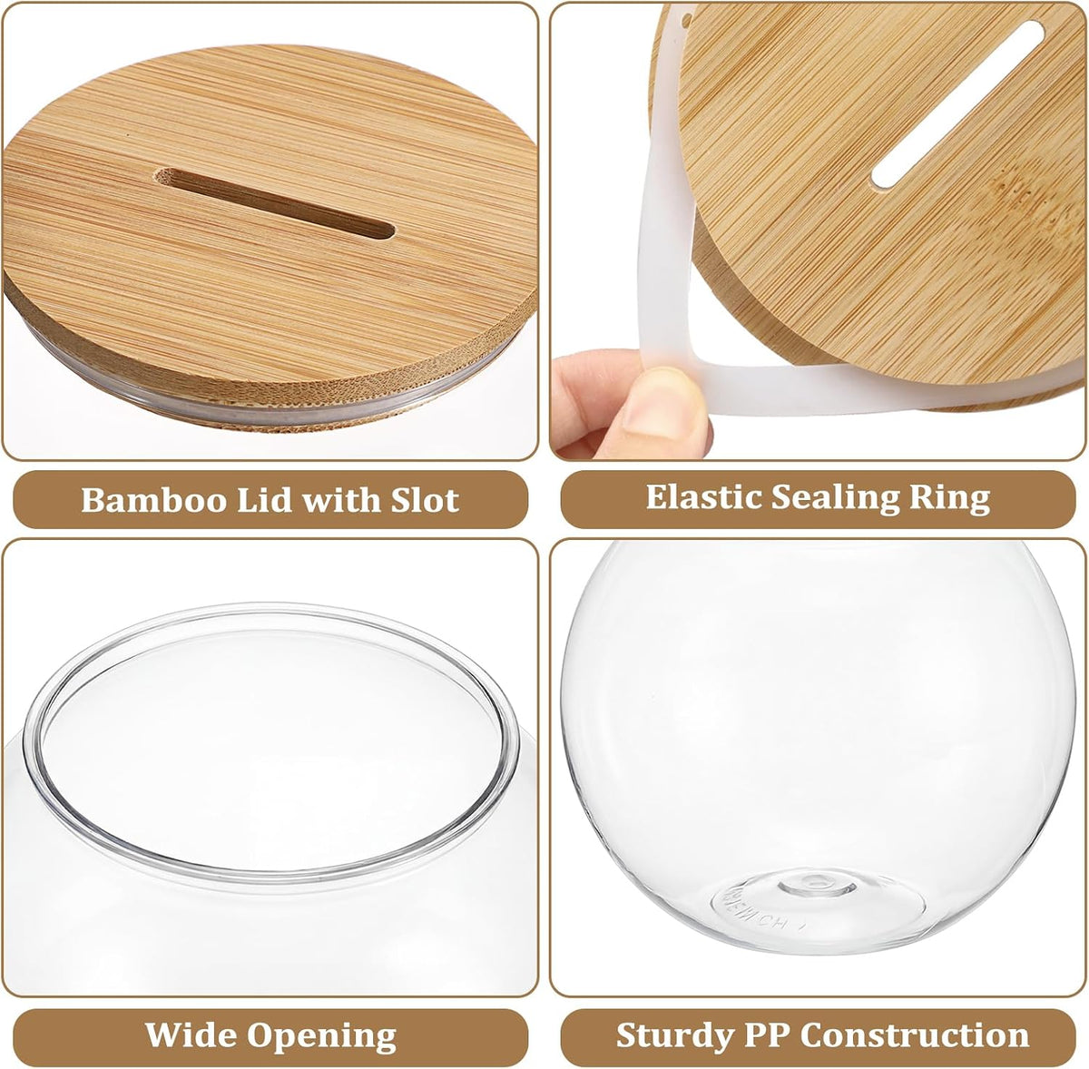 Laundry Room Coin Bank Jar with Money Slot and Wooden Lid for Adult