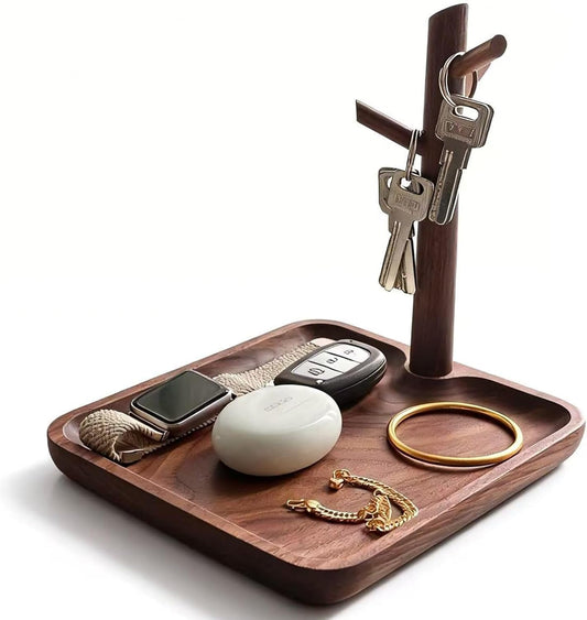 Solid Black Walnut Wooden Key Tray, Key Bowl for Entryway Table