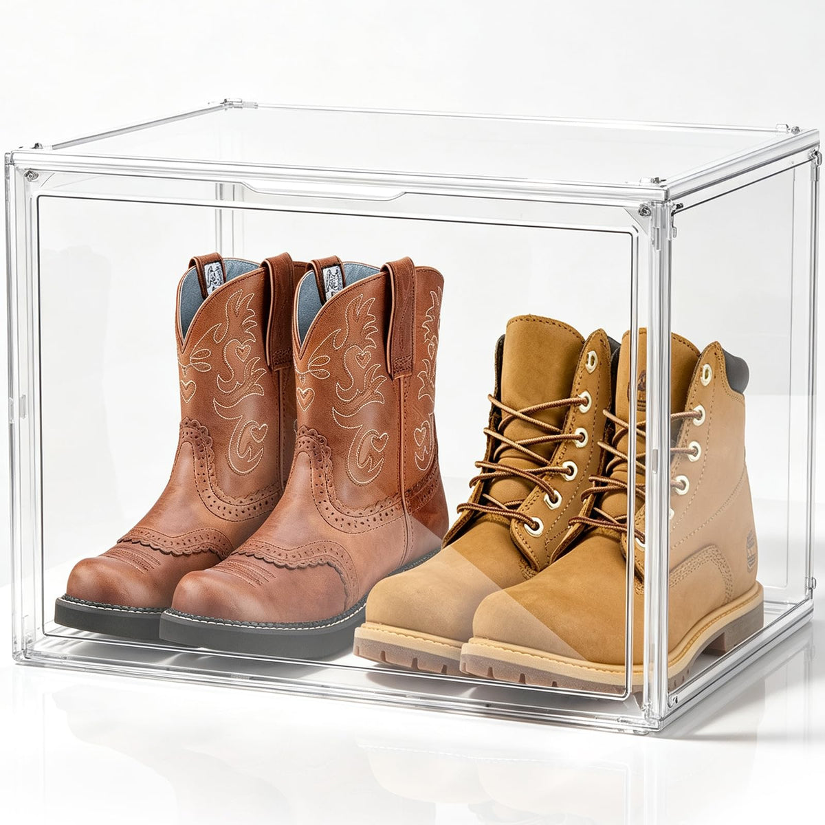 Heavy Duty Acrylic-Look Shoe Box, Size 13, Stack Everyday Footwear Storage