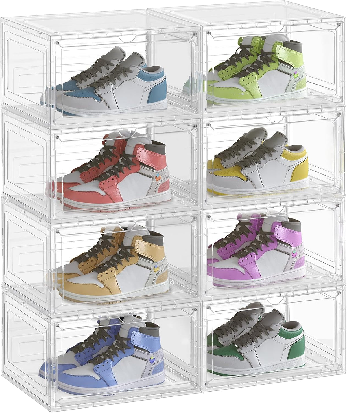 SONGMICS Shoe Boxes Set of 8, Fits Shoes up to US Size 12