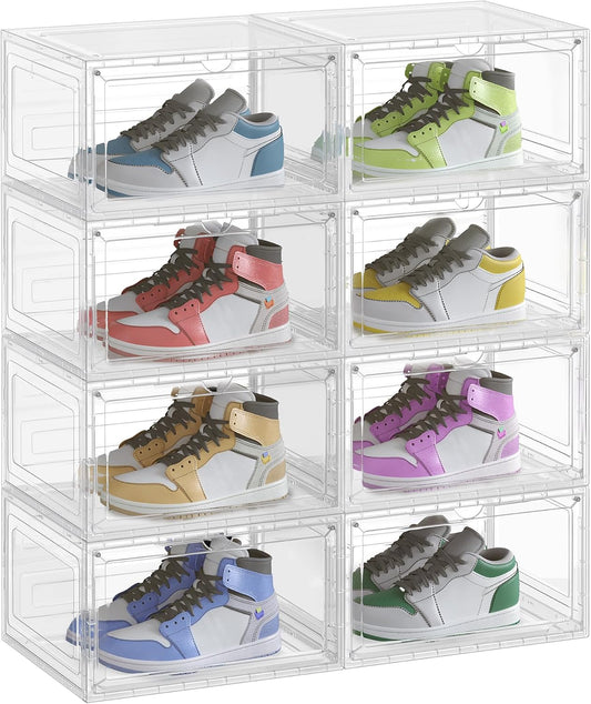 SONGMICS Shoe Boxes Set of 8, Fits Shoes up to US Size 12