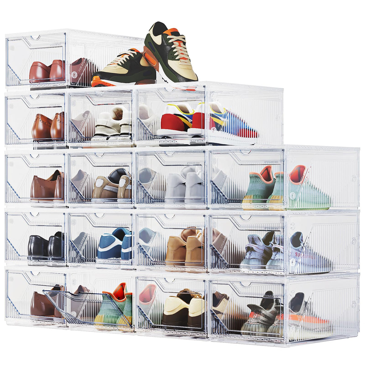 BROVIEW XX-Large Shoe Sneaker Storage Boxes for Size 14, 6 Pack Shoe Boxes