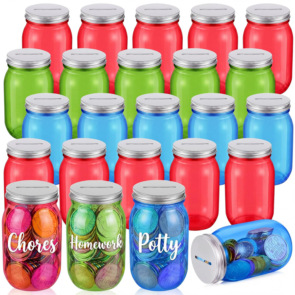 Roowest 12 Pcs Reward Jars for Kids Classroom Behavior Management