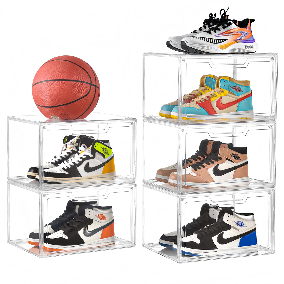 Magnetic Acrylic Clear Shoe Boxes – 360° Transparent Stackable Sneaker Storage & Organizer Box, Professional Shoe Display Case & Multipurpose Storage Bin for Closet (5pcs)