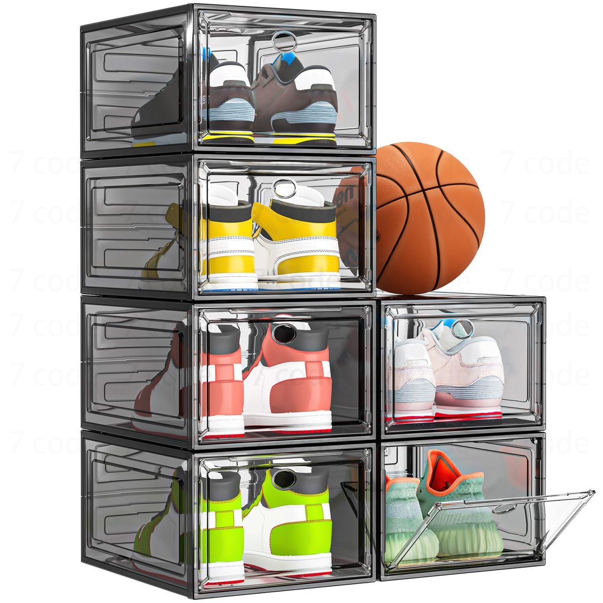 12 Pack Shoe Organizer, Stackable Shoe Storage Boxes with Magnetic Door