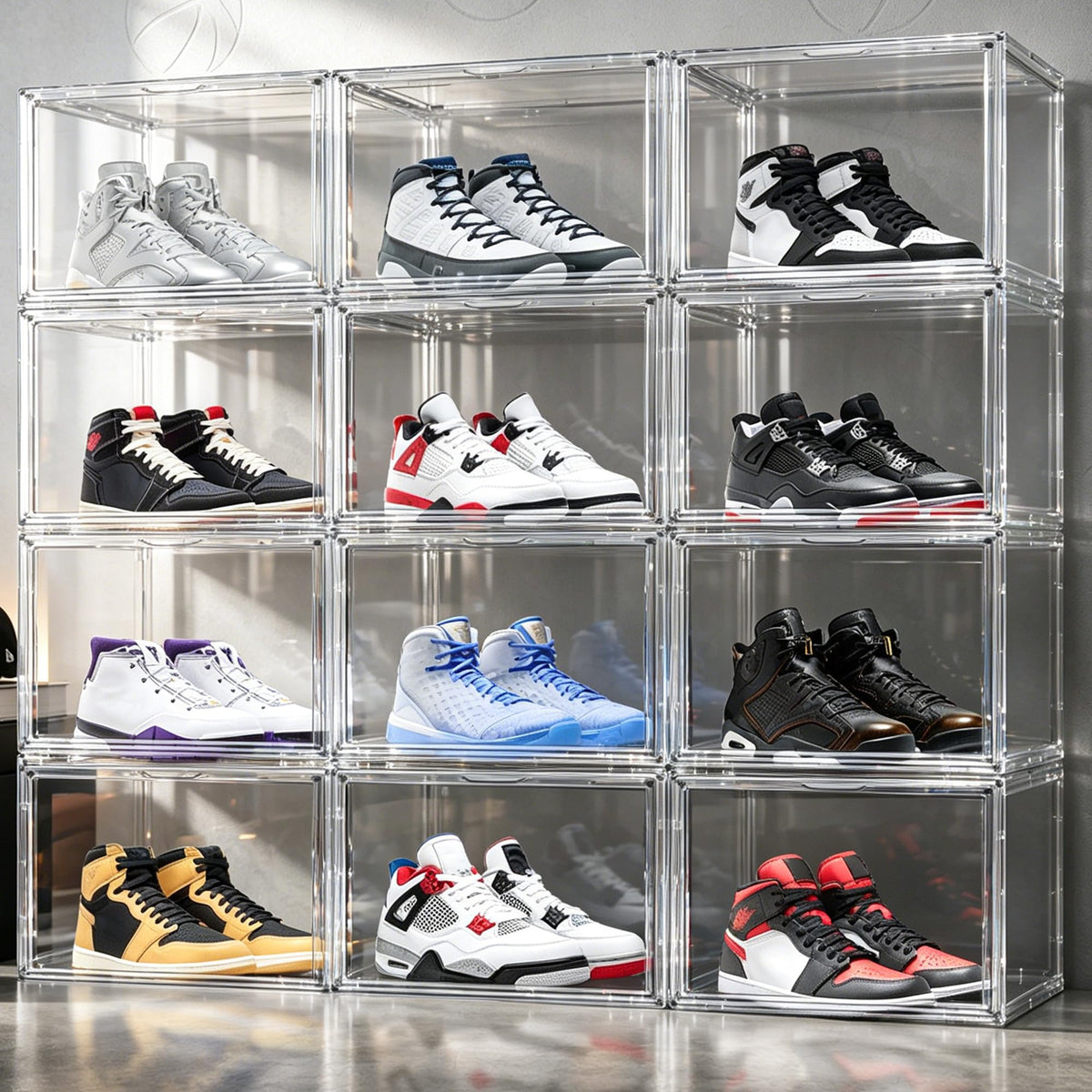 Heavy Duty Acrylic-Look Shoe Box, Size 13, Stack Everyday Footwear Storage