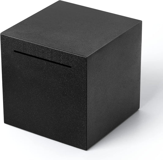 Piggy Bank for Adults Must Break to Open, Metal Savings Box, Black 4.72-in