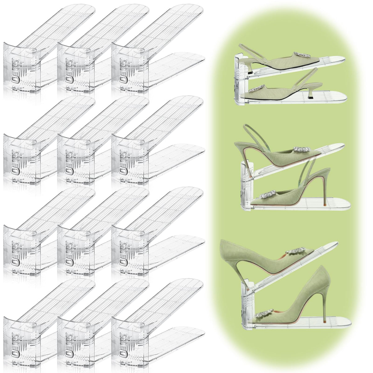 Shoe Slots Organizer,20 PACK Transparent Shoe Stacker Adjustable Shoe Slot Organizer Space Saver Shoe Rack Holder Shoe Storage Organizers for Closet,Transparent