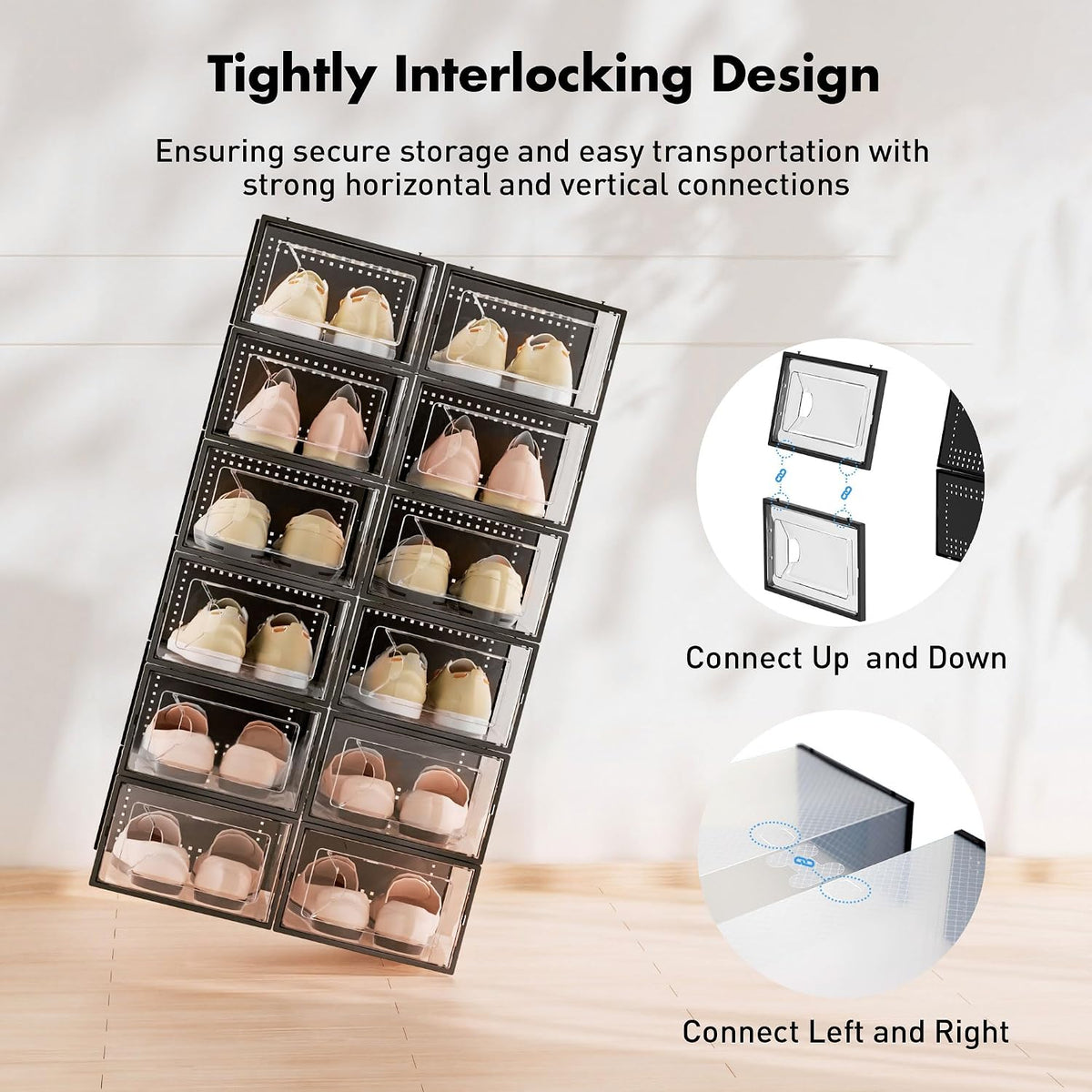 Foluck 15 Pack Shoe Storage Organizer Box Container Clear Plastic Stackable